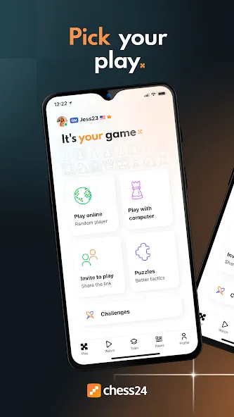 chess24 > Play, Train & Watch [МОД: Много монет, Открытые уровни и Мега MOD] Screenshot 1