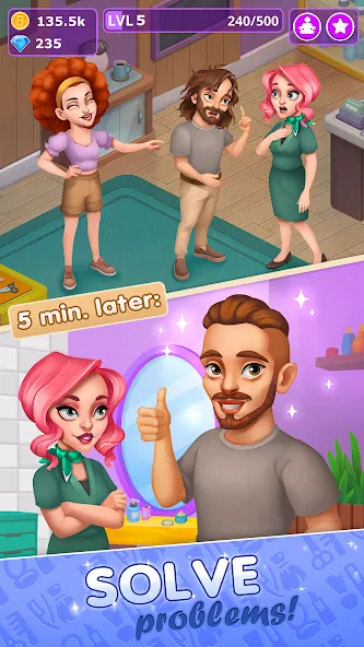 Beauty Tycoon: Hair Salon Game (Бьюти Тайкун) [МОД: Много монет, Открытые уровни и Мега MOD] Screenshot 4