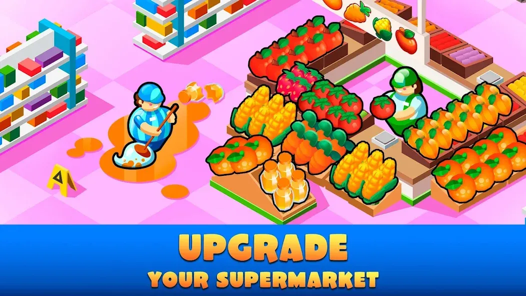 Idle Supermarket Tycoon－Shop (Айдл Супермаркет Тайкун) [МОД: Меню, Бесконечные монеты и Открытые уровни] Screenshot 2