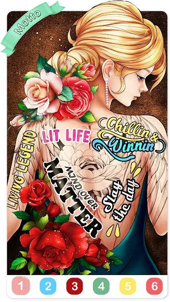 Tattoo Coloring games [МОД: Много денег, Монет и Все открыто] Screenshot 5