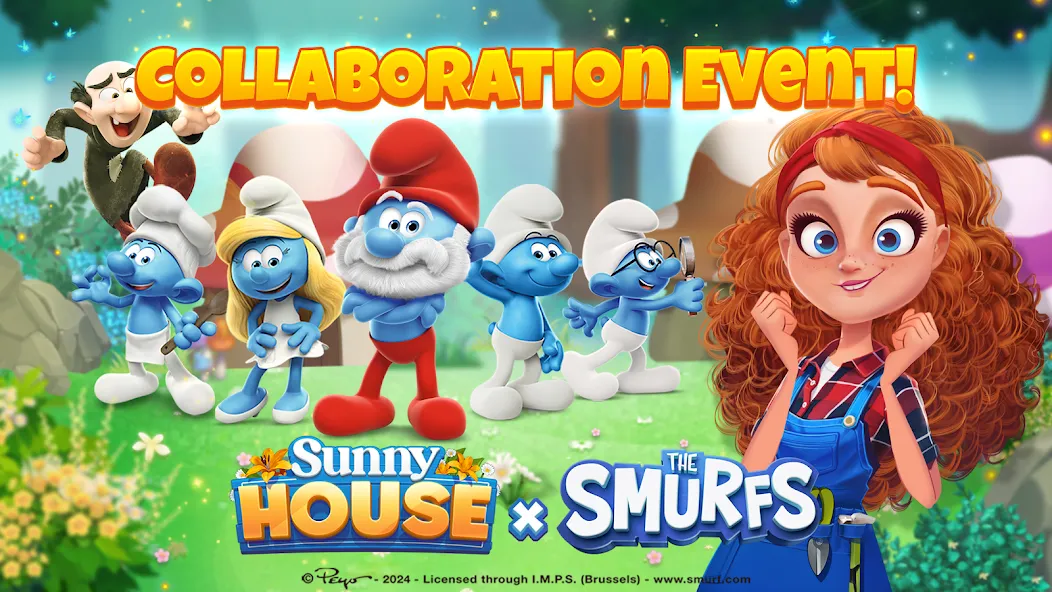Merge Manor x The Smurf Collab (Мердж Манор) [МОД: Деньги, Монеты и Меню MOD] Screenshot 1