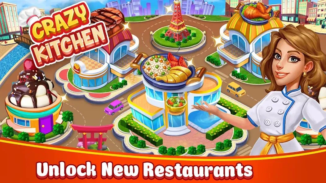 Food Game Crazy Super Chef [МОД: Все открыто, Дополнительные деньги и Меню MOD] Screenshot 1