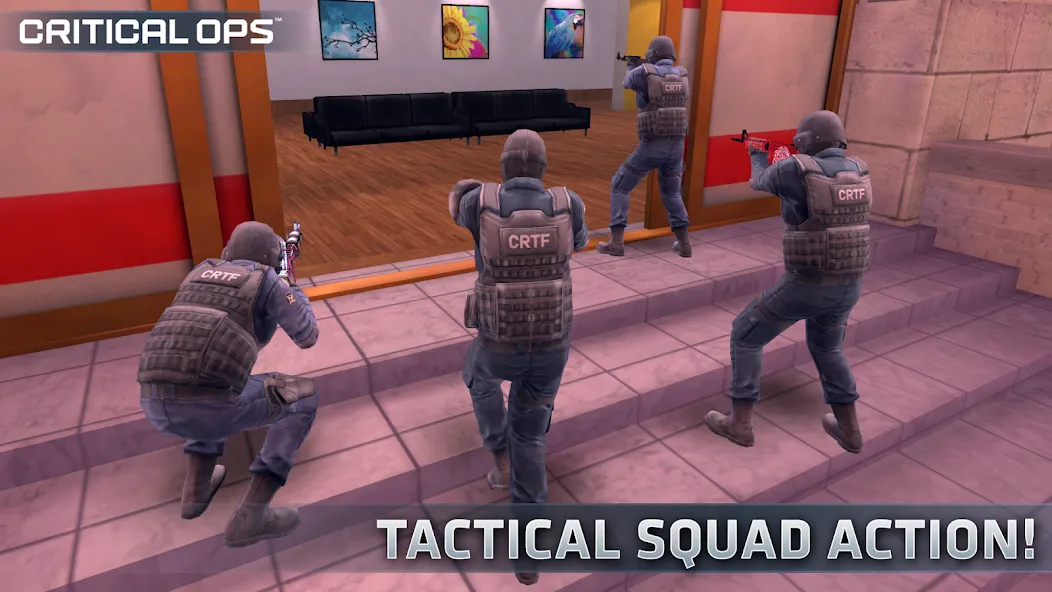 Critical Ops: Multiplayer FPS (Критикал Опс) [МОД: Меню, Бесконечные монеты и Открытые уровни] Screenshot 1