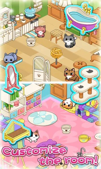 Cat Room - Cute Cat Games (Кэт Рум) [МОД: Меню, Бесконечные монеты и Открытые уровни] Screenshot 4