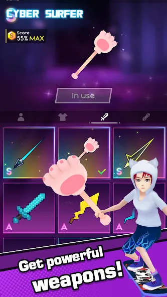 Cyber Surfer (Сайбер Серфер) [МОД: Все открыто, Дополнительные деньги и Меню MOD] Screenshot 5