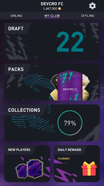 DEVCRO 22 - Draft, Packs (ДЕВКРО ФУТ 22) [МОД: Много монет, Открытые уровни и Мега MOD] Screenshot 2