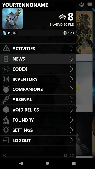 Warframe Companion (Уорфрейм Компаньон) [МОД: Бесконечные деньги, Монеты и Мега MOD] Screenshot 1