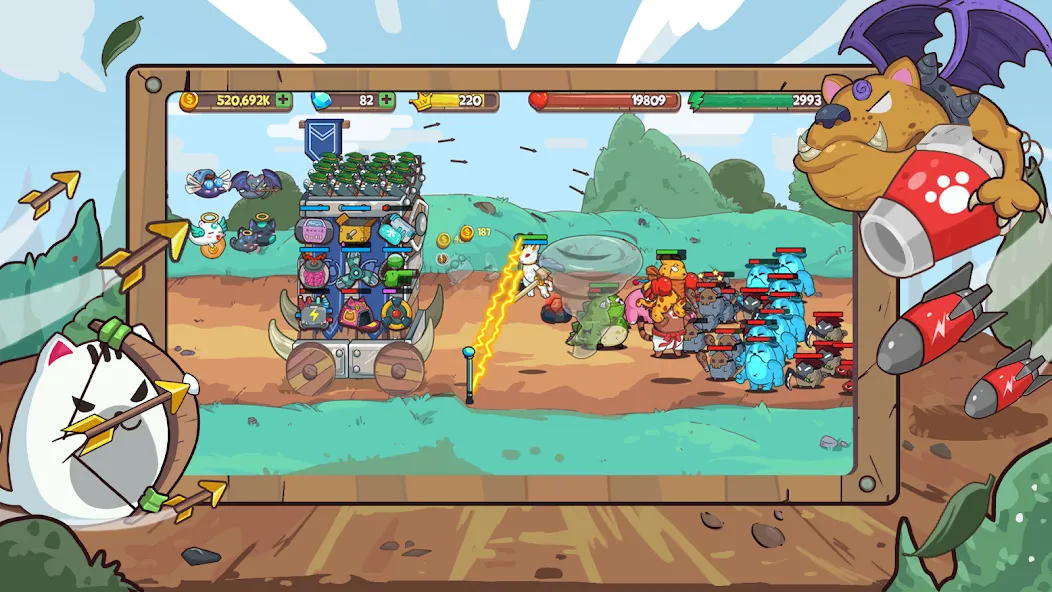 CatnRobot Idle TD: Battle Cat (КэтТауэр Айдл ТД) [МОД: Много монет, Открытые уровни и Мега MOD] Screenshot 1