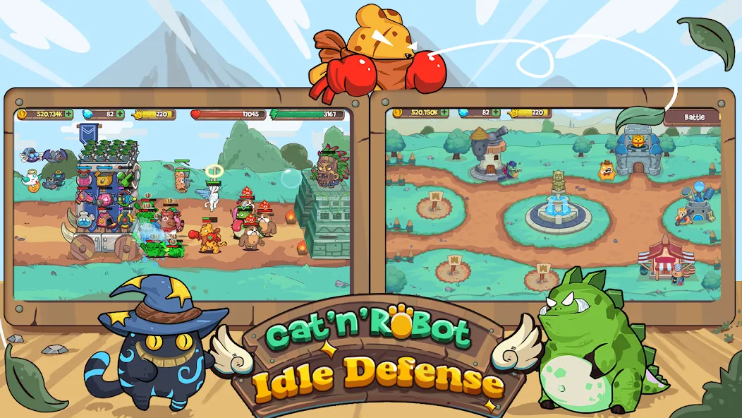 CatnRobot Idle TD: Battle Cat (КэтТауэр Айдл ТД) [МОД: Много монет, Открытые уровни и Мега MOD] Screenshot 2