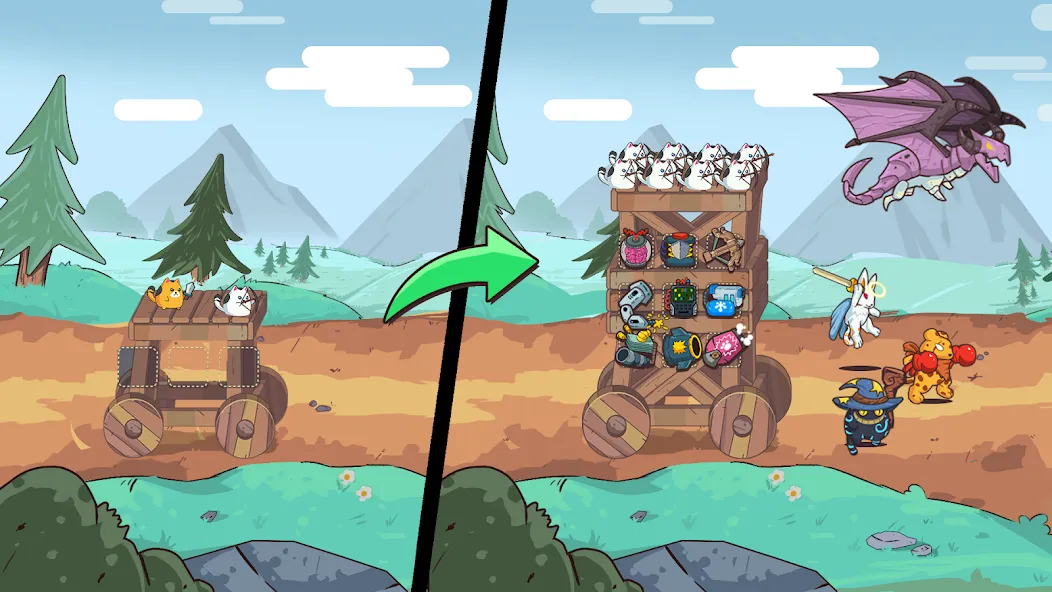 CatnRobot Idle TD: Battle Cat (КэтТауэр Айдл ТД) [МОД: Много монет, Открытые уровни и Мега MOD] Screenshot 4