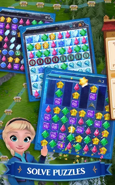 Disney Frozen Free Fall Games [МОД: Много монет, Открытые уровни и Мега MOD] Screenshot 1