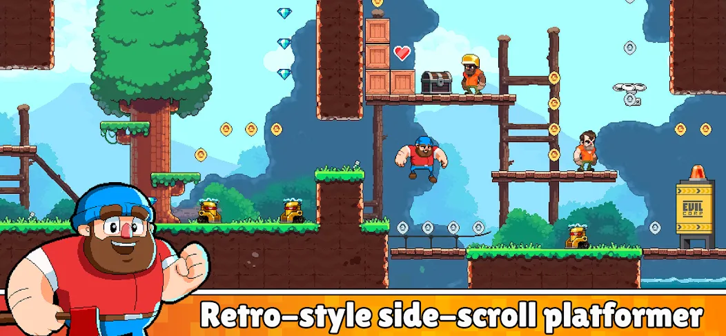 Timberman The Big Adventure (Тимбермен Большое Приключение) [МОД: Меню, Бесконечные монеты и Открытые уровни] Screenshot 3