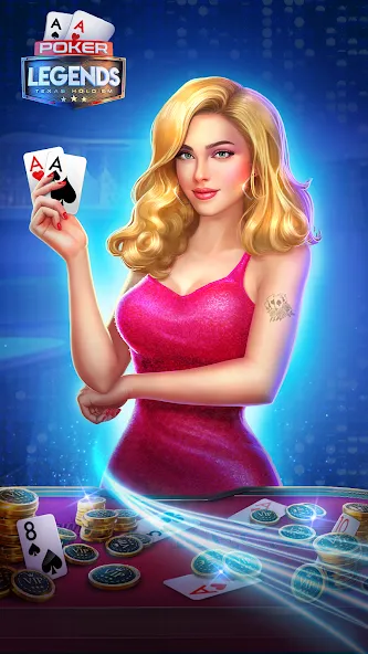 Poker Legends - Texas Hold'em (Покер Легенды) [МОД: Меню, Бесконечные монеты и Открытые уровни] Screenshot 1
