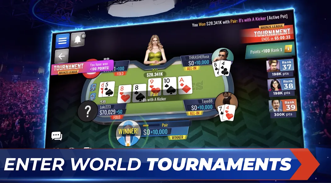 Poker Legends - Texas Hold'em (Покер Легенды) [МОД: Меню, Бесконечные монеты и Открытые уровни] Screenshot 4