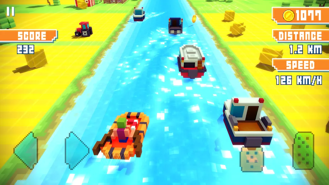 Blocky Highway: Traffic Racing (Блоки Хайвей) [МОД: Много монет, Открытые уровни и Мега MOD] Screenshot 2
