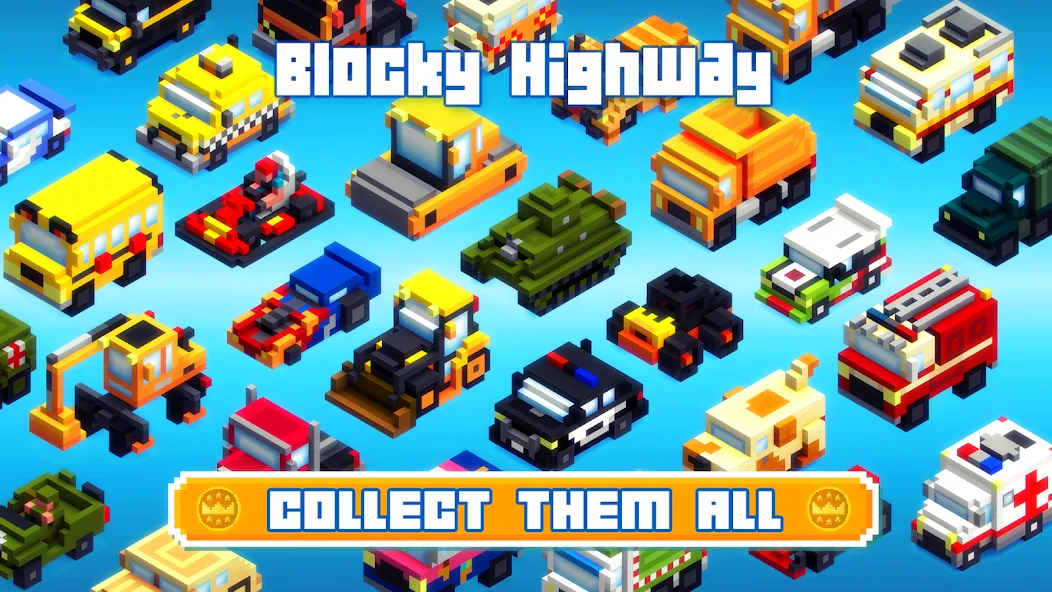 Blocky Highway: Traffic Racing (Блоки Хайвей) [МОД: Много монет, Открытые уровни и Мега MOD] Screenshot 3