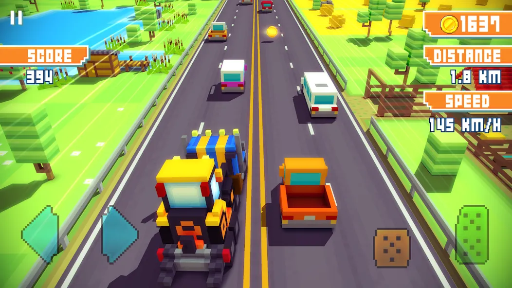 Blocky Highway: Traffic Racing (Блоки Хайвей) [МОД: Много монет, Открытые уровни и Мега MOD] Screenshot 4