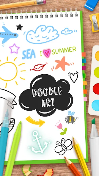 Draw Doodle - Kids drawing [МОД: Много монет, Открытые уровни и Мега MOD] Screenshot 1