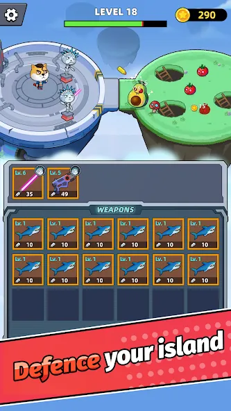 Merge Weapons：Air Island TD [МОД: Все открыто, Дополнительные деньги и Меню MOD] Screenshot 4