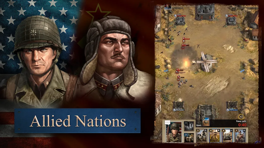 Road to Valor: World War II (Роуд ту Валор) [МОД: Меню, Бесконечные монеты и Открытые уровни] Screenshot 1