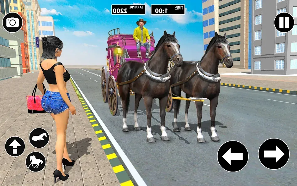 Horse Cart Taxi Transport Game [МОД: Меню, Бесконечные монеты и Открытые уровни] Screenshot 1