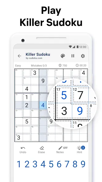 Killer Sudoku by Sudoku.com (Киллер Судоку) [МОД: Меню, Бесконечные монеты и Открытые уровни] Screenshot 1