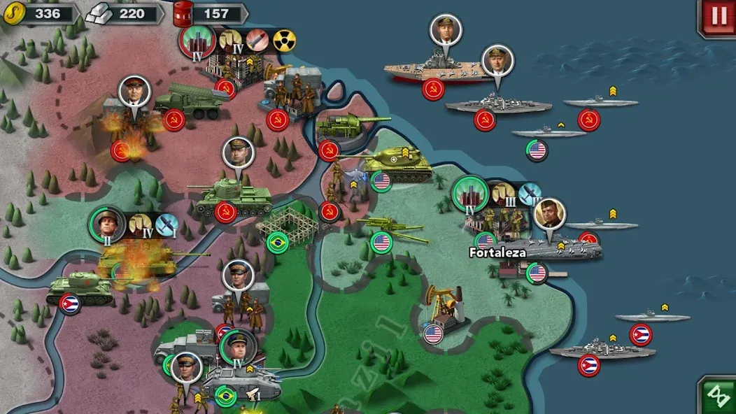 World Conqueror 3-WW2 Strategy (Ворлд Конкерор 3) [МОД: Много монет, Открытые уровни и Мега MOD] Screenshot 1