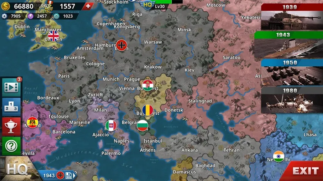 World Conqueror 4-WW2 Strategy (Ворлд Конкерор 4) [МОД: Все открыто, Дополнительные деньги и Меню MOD] Screenshot 2