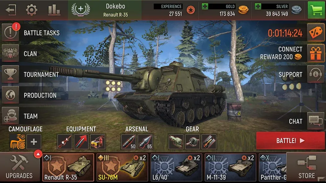 Battle Tanks: Tank Games WW2 (Бэтл Тэнкс) [МОД: Много денег, Монет и Все открыто] Screenshot 4