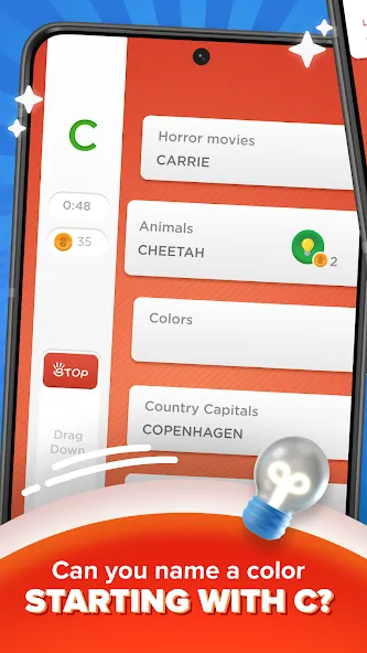Stop - Categories Word Game [МОД: Меню, Бесконечные монеты и Открытые уровни] Screenshot 3
