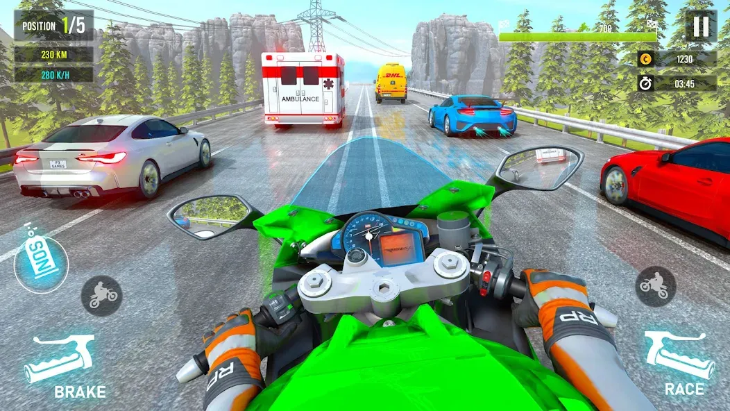 Moto Traffic Bike Race Game 3d (Мото Трафик Байк Рейс Гейм 3д) [МОД: Все открыто, Дополнительные деньги и Меню MOD] Screenshot 1
