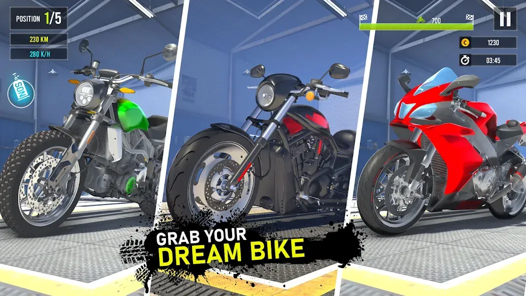 Moto Traffic Bike Race Game 3d (Мото Трафик Байк Рейс Гейм 3д) [МОД: Все открыто, Дополнительные деньги и Меню MOD] Screenshot 2