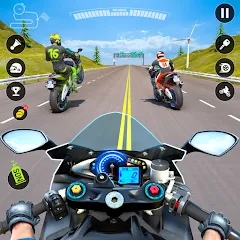 Скачать Moto Traffic Bike Race Game 3d (Мото Трафик Байк Рейс Гейм 3д) [МОД: Все открыто, Дополнительные деньги и Меню MOD] | Взлом Moto Traffic Bike Race Game 3d на Андроид