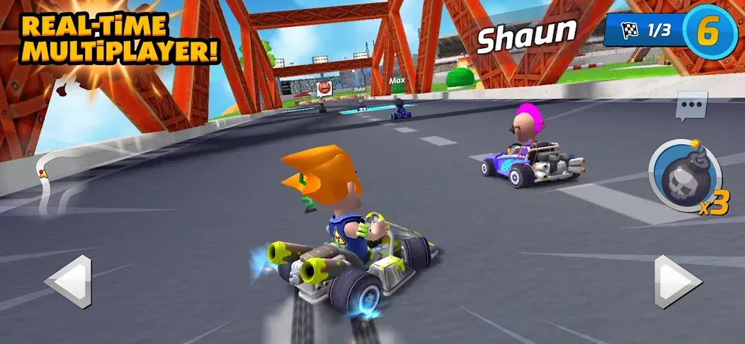 Boom Karts Multiplayer Racing (Бум Картс Мультиплеер Рейсинг) [МОД: Меню, Бесконечные монеты и Открытые уровни] Screenshot 1