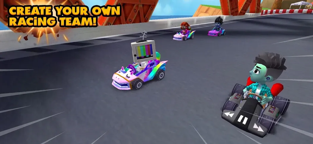 Boom Karts Multiplayer Racing (Бум Картс Мультиплеер Рейсинг) [МОД: Меню, Бесконечные монеты и Открытые уровни] Screenshot 3