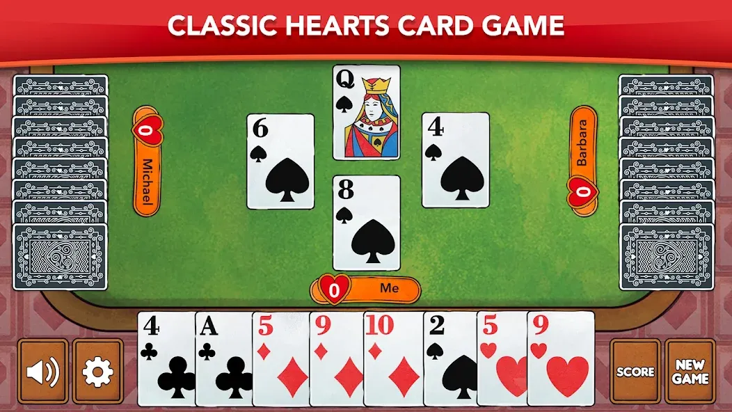Hearts — Card Game Classic (Хартс) [MOD: Меню/Много денег] - Скриншот 1