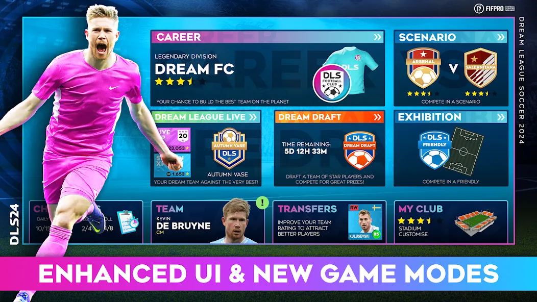Dream League Soccer 2024 (Дрим Лиг Соккер 2023) [МОД: Все открыто, Дополнительные деньги и Меню MOD] Screenshot 1