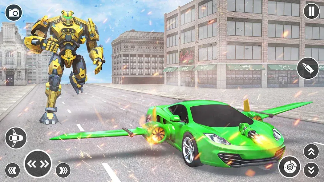 Flying Car Robot Shooting Game [МОД: Много денег, Монет и Все открыто] Screenshot 4