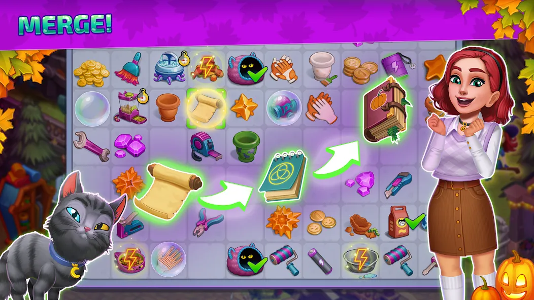 Chloe's Merge: House Design (Хэллоуин Мердж) [МОД: Много монет, Открытые уровни и Мега MOD] Screenshot 3
