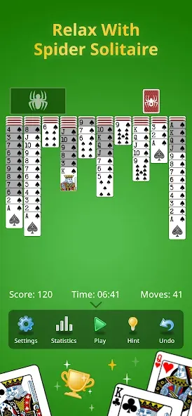 Spider Solitaire Classic [МОД: Меню, Бесконечные монеты и Открытые уровни] Screenshot 1