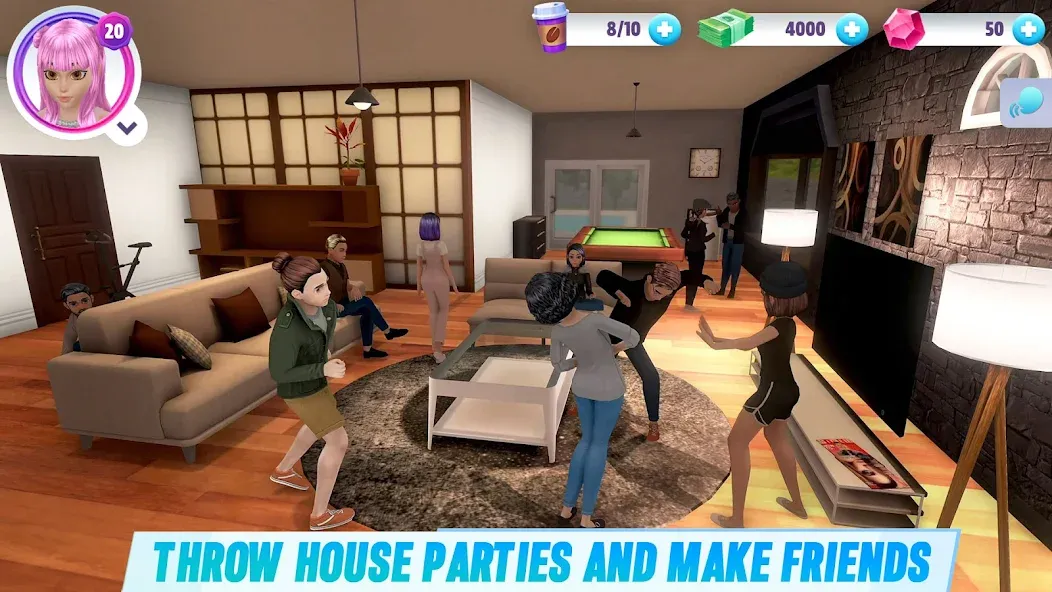 Virtual Sim Story: Home & Life (Виртуальная история симулятора) [МОД: Много монет, Открытые уровни и Мега MOD] Screenshot 1