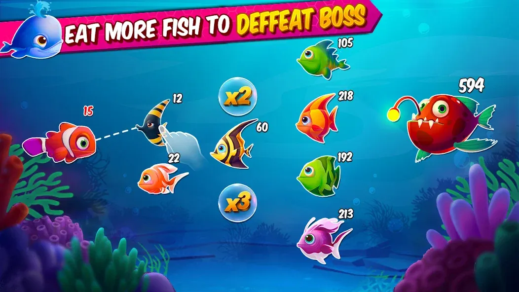 Big Eat Fish Games Shark Games [МОД: Много монет, Открытые уровни и Мега MOD] Screenshot 2