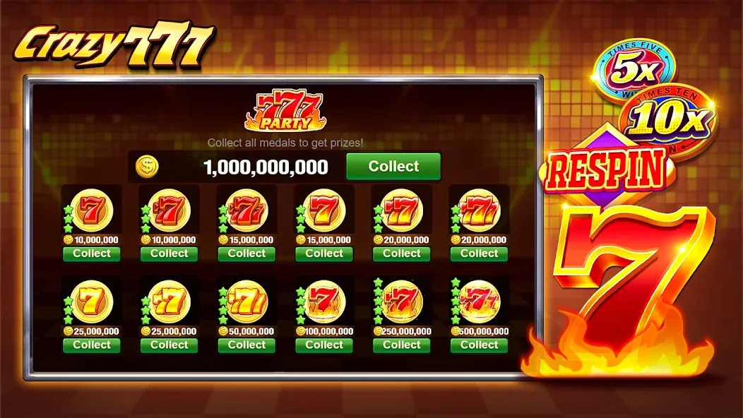Crazy 777 Slot-TaDa Games (Крэйзи 777 Слот) [МОД: Меню, Бесконечные монеты и Открытые уровни] Screenshot 3