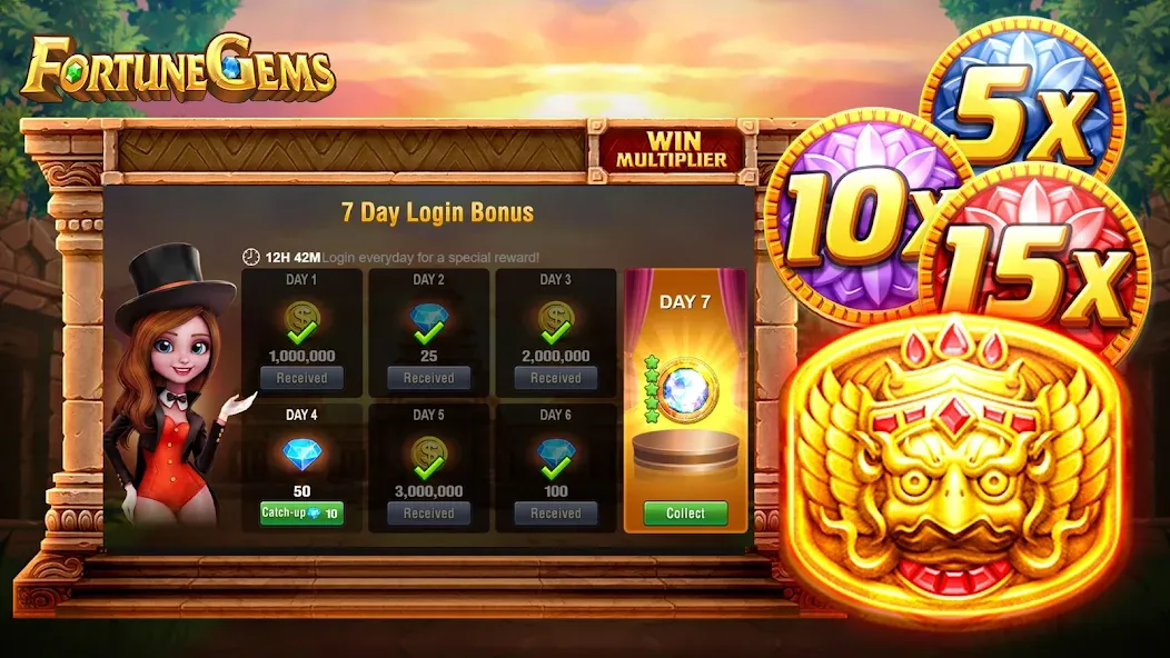 Slot Fortune Gems-TaDa Games (Слот Форчун Гемс) [МОД: Все открыто, Дополнительные деньги и Меню MOD] Screenshot 3