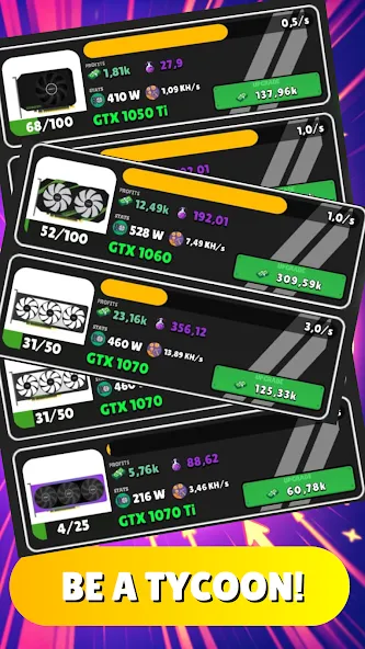 Gpu Tycoon Clicker : Game 2.0 (Гпу Тайкун Кликер) [MOD: Много монет/Энергии] - Скриншот 3
