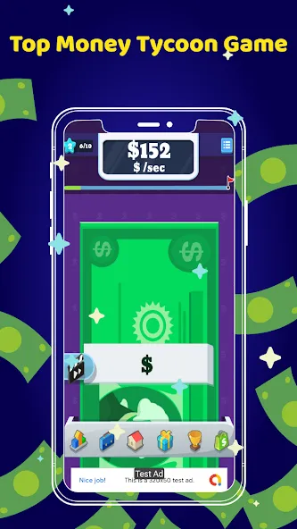 Money Clicker Game -Money Rain [МОД: Много монет, Открытые уровни и Мега MOD] Screenshot 1