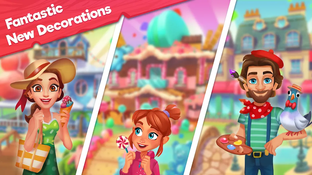 Delicious B&B: Decor & Match 3 [МОД: Много денег, Монет и Все открыто] Screenshot 2