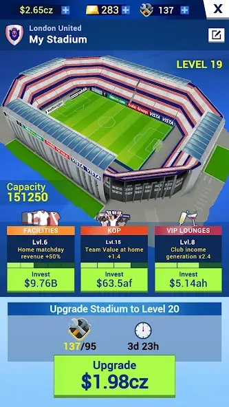 Idle Eleven - Soccer tycoon (Айдл Илевен) [МОД: Меню, Бесконечные монеты и Открытые уровни] Screenshot 3