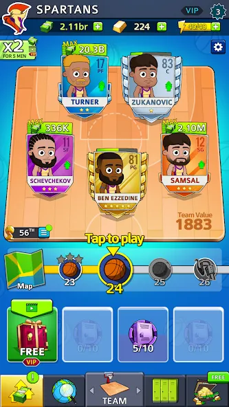 Idle Five Basketball tycoon (Айдл Файв Баскетбольный тайкун) [МОД: Все открыто, Дополнительные деньги и Меню MOD] Screenshot 3