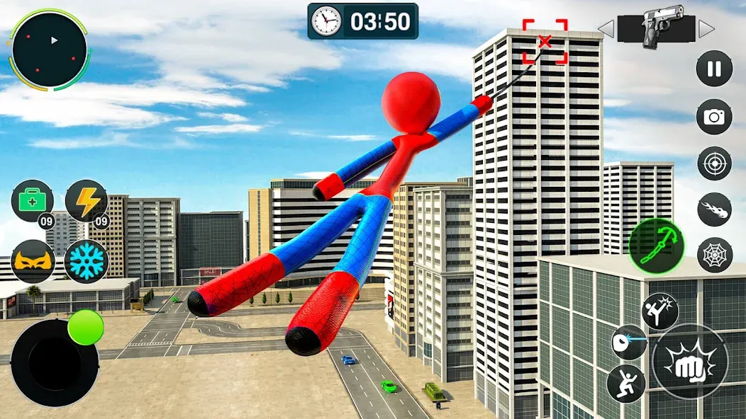 Flying Stickman Rope Hero Game [МОД: Меню, Бесконечные монеты и Открытые уровни] Screenshot 1